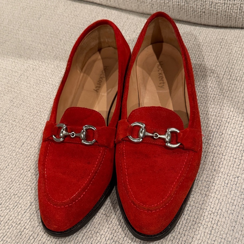 Red suede Hockerty men’s shoes